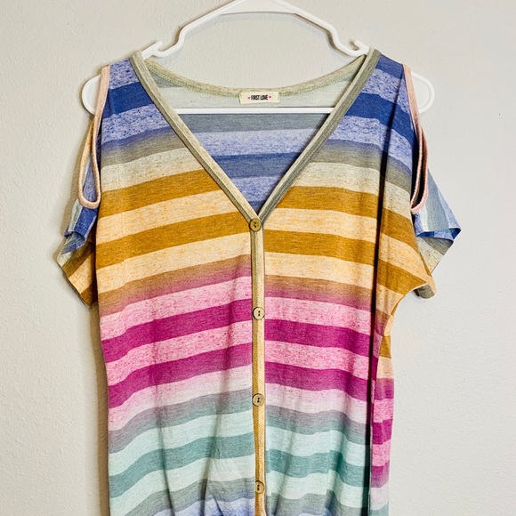 💜First Love- Rainbow Top Button & Front Tie L - Picture 6 of 11